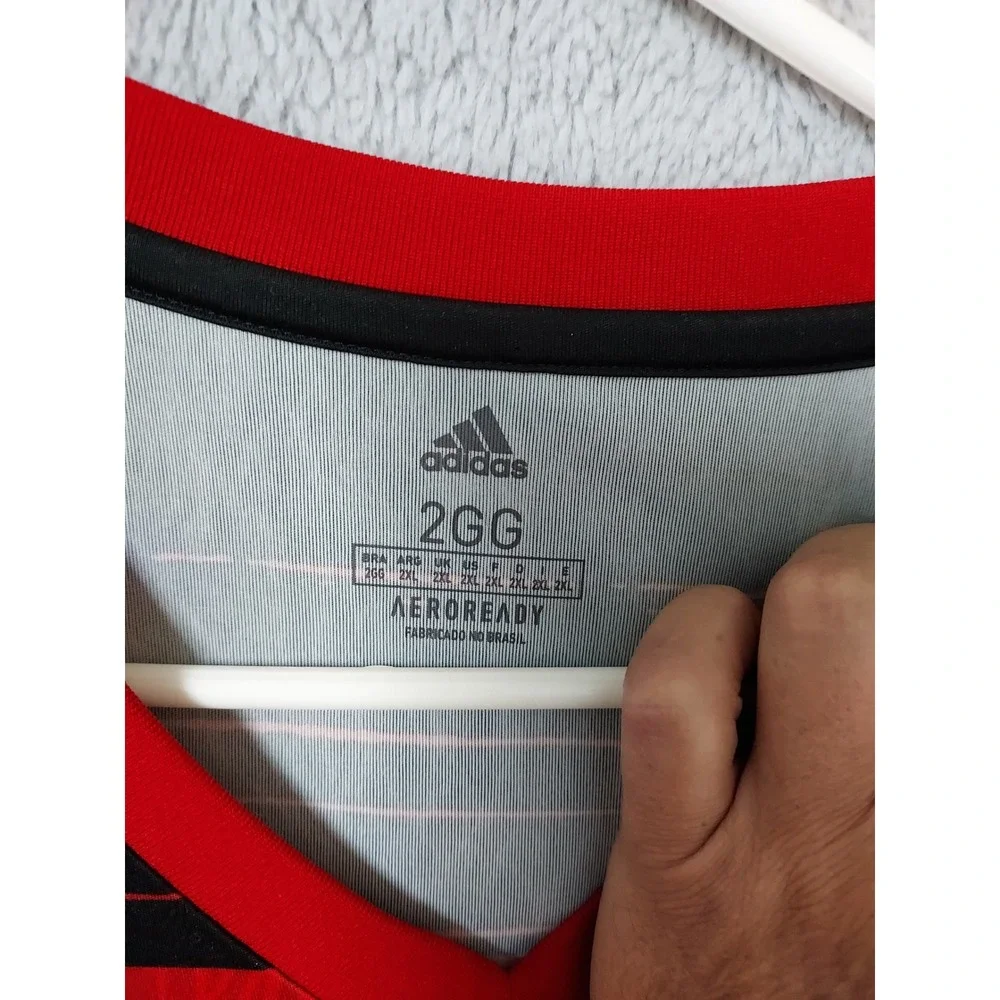 Brazil Flamengo CR Soccer Jersey Mens 2XL XXL Red Black Adidas Aeroready Futbol
